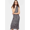 Şık Leopar Desenli Midi Elbise Astarlı Polyester Örme Kumaş Bodycon Kalıp Profesyonel Görünüm