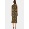 Şık Leopar Desenli Midi Elbise Astarlı Polyester Örme Kumaş Bodycon Kalıp Profesyonel Görünüm