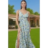 Şık Maxi Elbise V Yaka Kolsuz Dokuma Viskoz Plaj Elbisesi Özel Tasarım Modern Stil Dayanıklı Malzeme