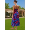 Şık Maxi Elbise V Yaka Kolsuz Dokuma Viskoz Plaj Elbisesi Özel Tasarım Modern Stil Dayanıklı Malzeme