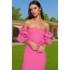 Şık Midi Boy Bodycon Abiye Elbise Polyester Karışımlı Yazlık Kokteyl Özel Tasarım Uzun Ömürlü