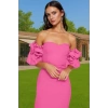 Şık Midi Boy Bodycon Abiye Elbise Polyester Karışımlı Yazlık Kokteyl Özel Tasarım Uzun Ömürlü