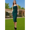 Şık Midi Boy Bodycon Elastan Örme Elbise Günlük Ve Özel Günler İçin Rahat Ve Şık Şık Görünüm
