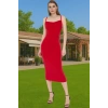 Şık Midi Boy Bodycon Elastan Örme Elbise Günlük Ve Özel Günler İçin Rahat Ve Şık Şık Görünüm