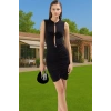 Şık Mini Bodycon Abiye Elbise Taş Detaylı Polyester Yazlık Profesyonel Görünüm Premium Kalite