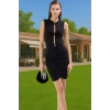 Şık Mini Bodycon Abiye Elbise Taş Detaylı Polyester Yazlık Profesyonel Görünüm Premium Kalite