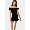 Şık Mini Elbise 85% Viskoz 15% Poliamid Kumaş Balon Kol Bodycon Kalıp Trend Tasarım
