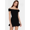 Şık Mini Elbise 85% Viskoz 15% Poliamid Kumaş Balon Kol Bodycon Kalıp Trend Tasarım