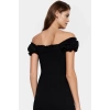 Şık Mini Elbise 85% Viskoz 15% Poliamid Kumaş Balon Kol Bodycon Kalıp Trend Tasarım