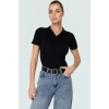 Şık Pamuklu Kaşkorse Örme Bluz Fitted Kalıp Kısa Kol Seçkin Malzeme Trend Tasarım