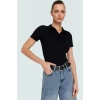 Şık Pamuklu Kaşkorse Örme Bluz Fitted Kalıp Kısa Kol Seçkin Malzeme Trend Tasarım