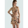 Şık Soyut Desenli Yazlık Bluz Etek Takım Rahat Kesim Polyester Kumaş Modern Stil Yüksek Kalite