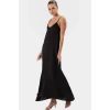 Şık V Yaka Kolsuz Maxi Elbise 130cm Boy Polyester Dokuma Rahat Seçkin Malzeme