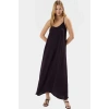 Şık V Yaka Kolsuz Maxi Elbise 130cm Boy Polyester Dokuma Rahat Seçkin Malzeme