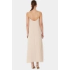 Şık V Yaka Kolsuz Maxi Elbise 130cm Boy Polyester Dokuma Rahat Seçkin Malzeme