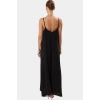 Şık V Yaka Kolsuz Maxi Elbise 130cm Boy Polyester Dokuma Rahat Seçkin Malzeme