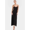 Şık V Yaka Kolsuz Maxi Elbise 130cm Boy Polyester Dokuma Rahat Seçkin Malzeme
