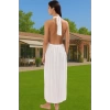 Şık V Yaka Maxi Plaj Elbisesi Rahat Kalıp Crinkle Dokuma Viskoz Kumaş Modern Stil Mükemmel Uyum