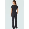 Şık ve Rahat Örme Kadın Takım Polyester Kaşkorse Kumaş İspanyol Paça Pantolon Yazlık Modern Stil