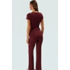 Şık ve Rahat Örme Kadın Takım Polyester Kaşkorse Kumaş İspanyol Paça Pantolon Yazlık Modern Stil