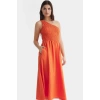 Şık ve Rahat Yazlık Midi Elbise Tek Omuz Polyester Kaliteli İşçilik Zarifane Tasarım
