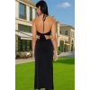 Şık Vücuda Oturan Straplez Maxi Elbise Cut Out Detaylı Günlük Kullanım İçin Özenle Seçilmiş