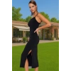 Şık Vücut Şekillendirici Maxi Elbise Örme Polyester Kumaş Yazlık Günlük Kullanım İçin Yüksek Kalite