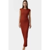 Şık Yazlık Örme Midi Elbise Bodycon Kalıp Kayık Yaka Esnek Kumaş Rahat Ve
