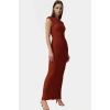 Şık Yazlık Örme Midi Elbise Bodycon Kalıp Kayık Yaka Esnek Kumaş Rahat Ve