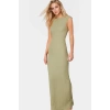 Şık Yazlık Örme Midi Elbise Bodycon Kalıp Kayık Yaka Esnek Kumaş Rahat Ve