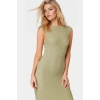 Şık Yazlık Örme Midi Elbise Bodycon Kalıp Kayık Yaka Esnek Kumaş Rahat Ve
