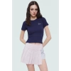 Slogan Nakışlı Bluz %70 Polyester %29 Pamuk Yazlık Kısa Kol Rahat Ve Şık Kaliteli İşçilik