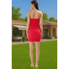 Straplez Büzgülü Kısa Abiye Elbise Polyester Dokuma Yazlık Seçkin Malzeme Yüksek Kalite
