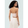 Straplez Crop Bluz Bağlama Detayli Dokuma Polyester Yazlık Kaliteli İşçilik Dayanıklı Malzeme