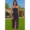 Straplez Maxi Plaj Elbisesi Çini Desenli Pamuklu Yazlık Modern Stil Yüksek Kalite Premium Kalite