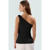 Tek Kol Kolsuz Fitted Örme Bluz Şık Tasarım Yaz İçin Premium Kalite Zarifane