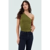 Tek Omuz Kolsuz Örme Bluz Fitted Vücut Mükemmel Uyum Zarifane Tasarım Şık Görünüm
