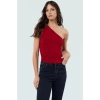 Tek Omuz Kolsuz Örme Bluz Fitted Vücut Mükemmel Uyum Zarifane Tasarım Şık Görünüm