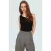 Tek Omuz Kolsuz Örme Bluz Fitted Vücut Mükemmel Uyum Zarifane Tasarım Şık Görünüm