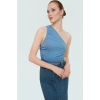Tek Omuz Kolsuz Örme Bluz Fitted Vücut Mükemmel Uyum Zarifane Tasarım Şık Görünüm