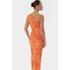 Tek Omuzlu Bodycon Midi Elbise Örme Tül Şık Tasarım Seçkin Malzeme Profesyonel Görünüm
