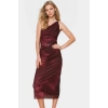 Tek Omuzlu Bodycon Midi Elbise Örme Tül Şık Tasarım Seçkin Malzeme Profesyonel Görünüm