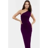 Tek Omuzlu Midi Kalem Elbise Örme Kumaş Bodycon Günlük Şık Rahat Kullanım Seçkin Malzeme