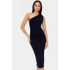 Tek Omuzlu Midi Kalem Elbise Örme Kumaş Bodycon Günlük Şık Rahat Kullanım Seçkin Malzeme