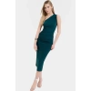 Tek Omuzlu Midi Kalem Elbise Örme Kumaş Bodycon Günlük Şık Rahat Kullanım Seçkin Malzeme