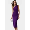 Tek Omuzlu Midi Kalem Elbise Örme Kumaş Bodycon Günlük Şık Rahat Kullanım Seçkin Malzeme