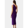 Tek Omuzlu Midi Kalem Elbise Örme Kumaş Bodycon Günlük Şık Rahat Kullanım Seçkin Malzeme