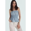 Terrycotton Kumaş Çizgili Straplez Bluz Fitted Kalıp Yazlık Uzun Ömürlü Rahat Kullanım