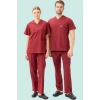Terycotton V Yaka Bordosu Sağlık Üniforması Santolina Üniforma Doktor Hemşire Çalışanları İçin