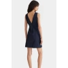 V Yaka Denim Mini Elbise Bodycon Kalıp Yazlık Rigid Dokuma %Pamuk Trend Tasarım